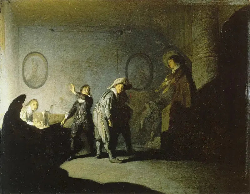Interno con personaggi (La mano calda) - Rembrandt