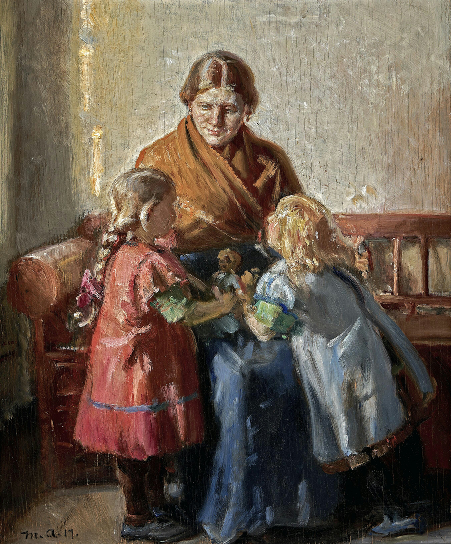 Interno con una donna e due bambini. - Michael Peter Ancher