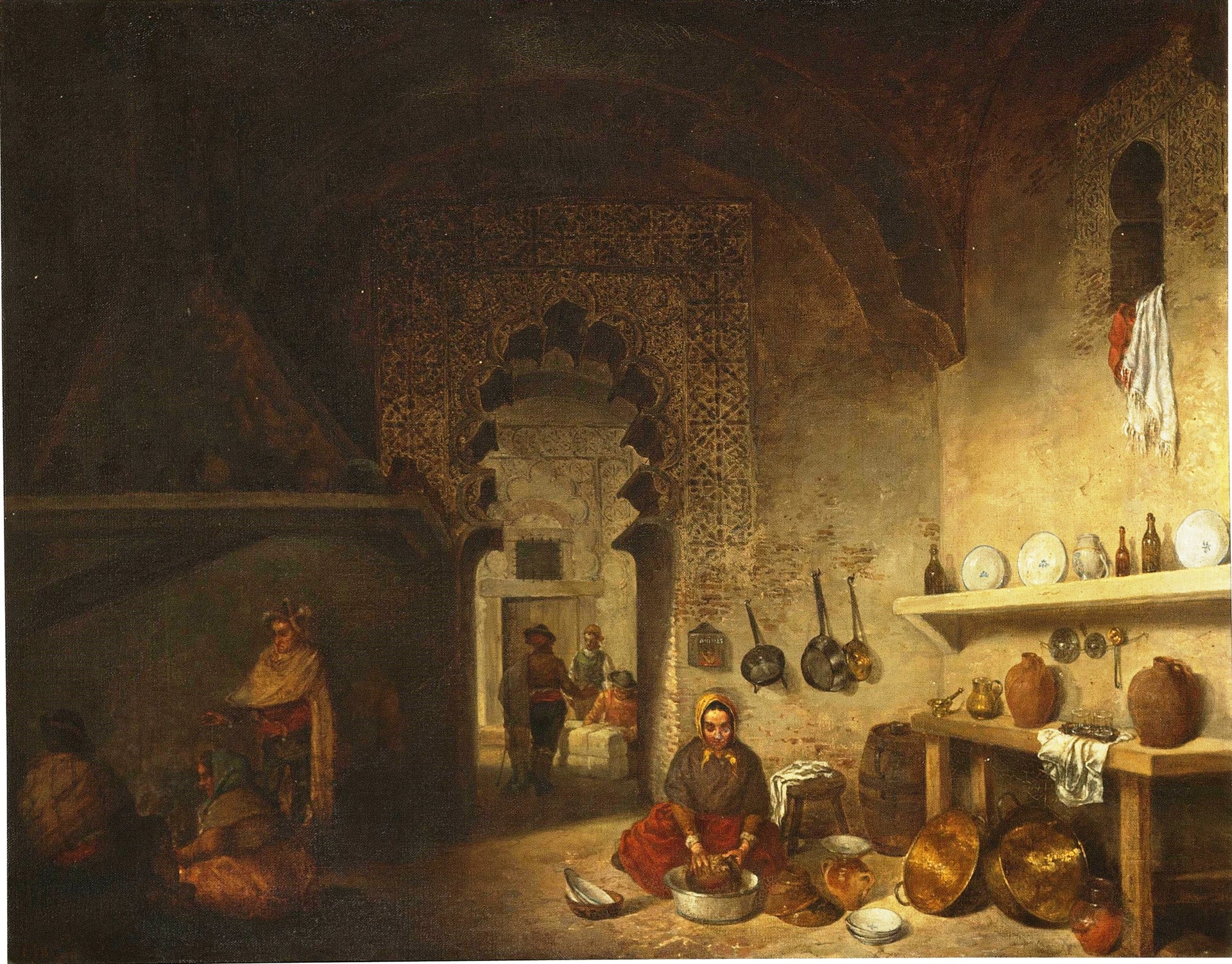 Intérieur de la cuisine d'une auberge de la ville de Maqueda - Cecilio Pizarro
