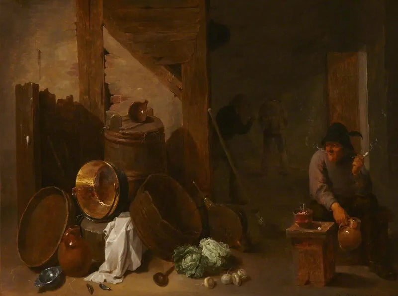 Interno di cucina con Toper e altri contadini in lontananza - David Teniers il Giovane