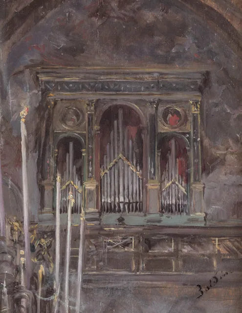 Interno della chiesa con vista sull'organo - Giovanni Boldini