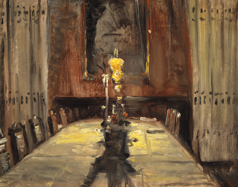 Interno della sala da pranzo dell'Hotel Brändum a Skagen. -Michael Peter Ancher