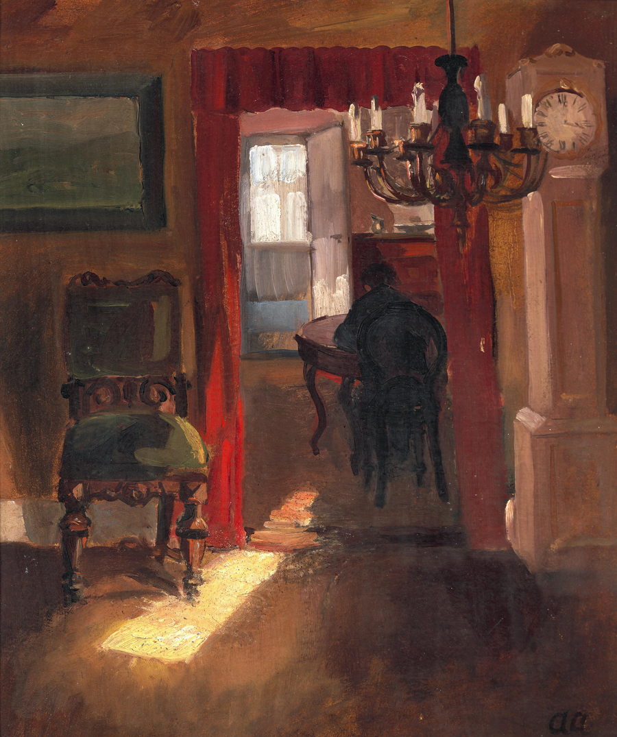 Interno di Skagen con una striscia luminosa sul pavimento - Anna Ancher
