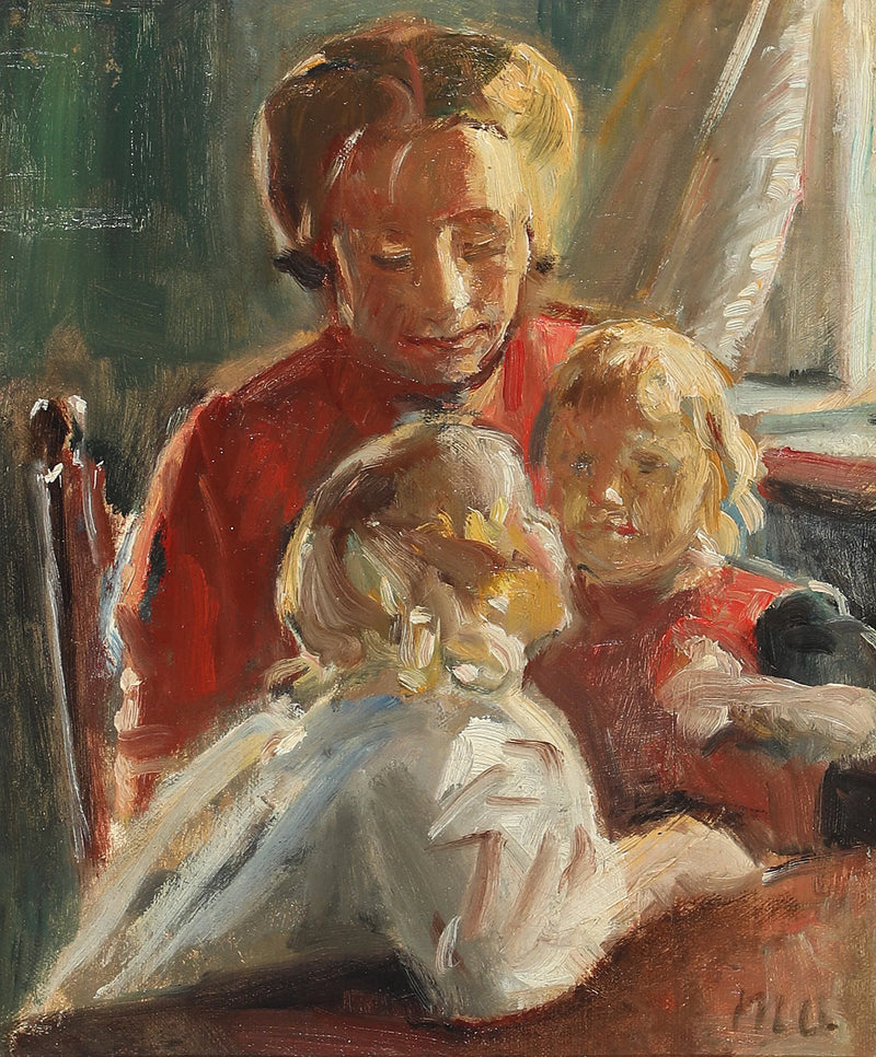 Interno soleggiato con una madre e le sue due figlie. - Michael Peter Ancher