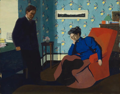 Intérieur fauteuil rouge et figures - Félix Vallotton - Alpha Reproduction