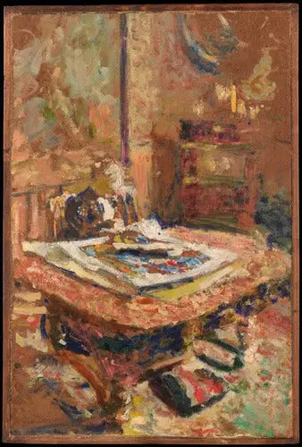 Interno, signora Vuillard seduta davanti a un tavolo - Édouard Vuillard