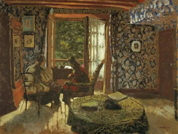 Interno. Madame Vuillard e la nonna Roussel a Étang-la-Ville - Édouard Vuillard