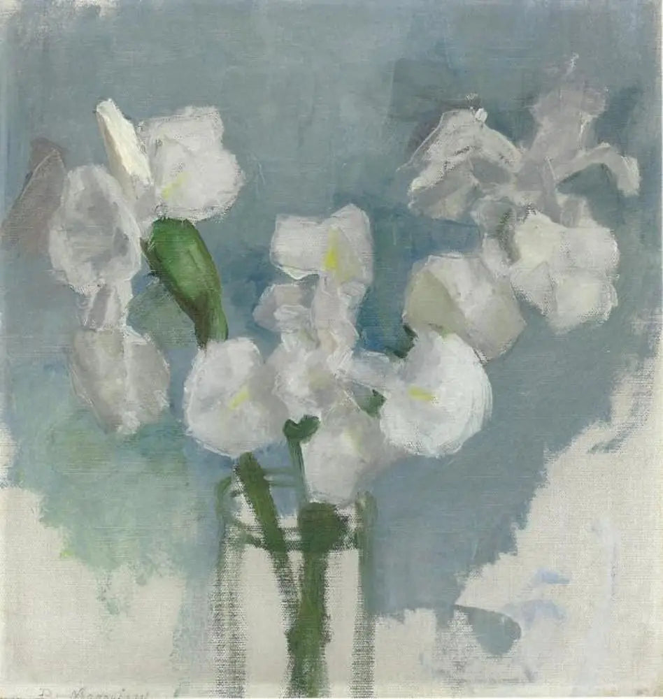 Iris blancs sur fond bleu clair I - Piet Mondrian image 1 reproduction de peinture à l’huile
