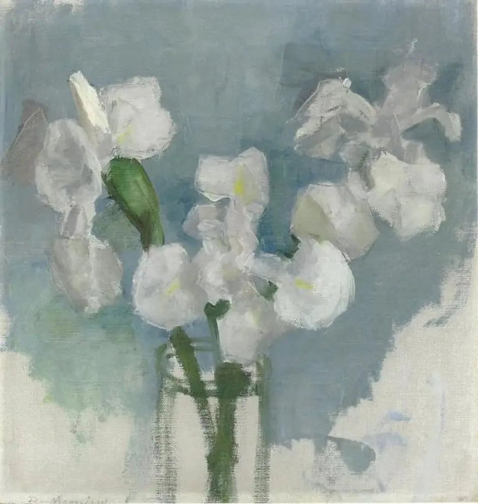 Iris blancs sur fond bleu clair I - Piet Mondrian image 1 reproduction de peinture à l’huile
