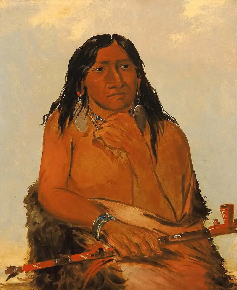 Is-sa-wáh-tám-ah, lupo legato con i capelli, un capo - George Catlin