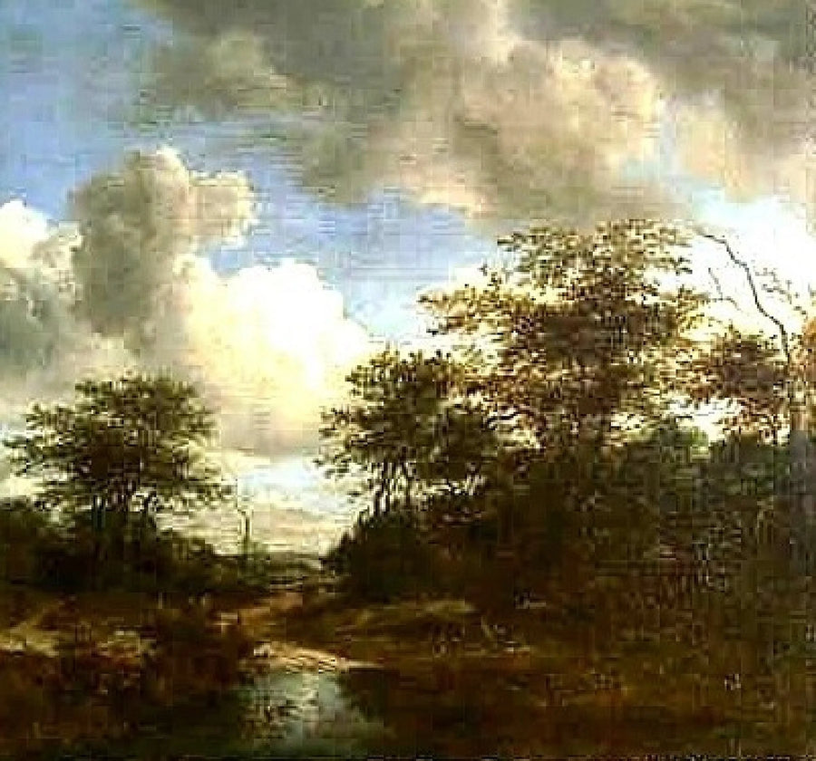Chemin sablonneux entre les arbres, peinture de Jacob van Ruisdael