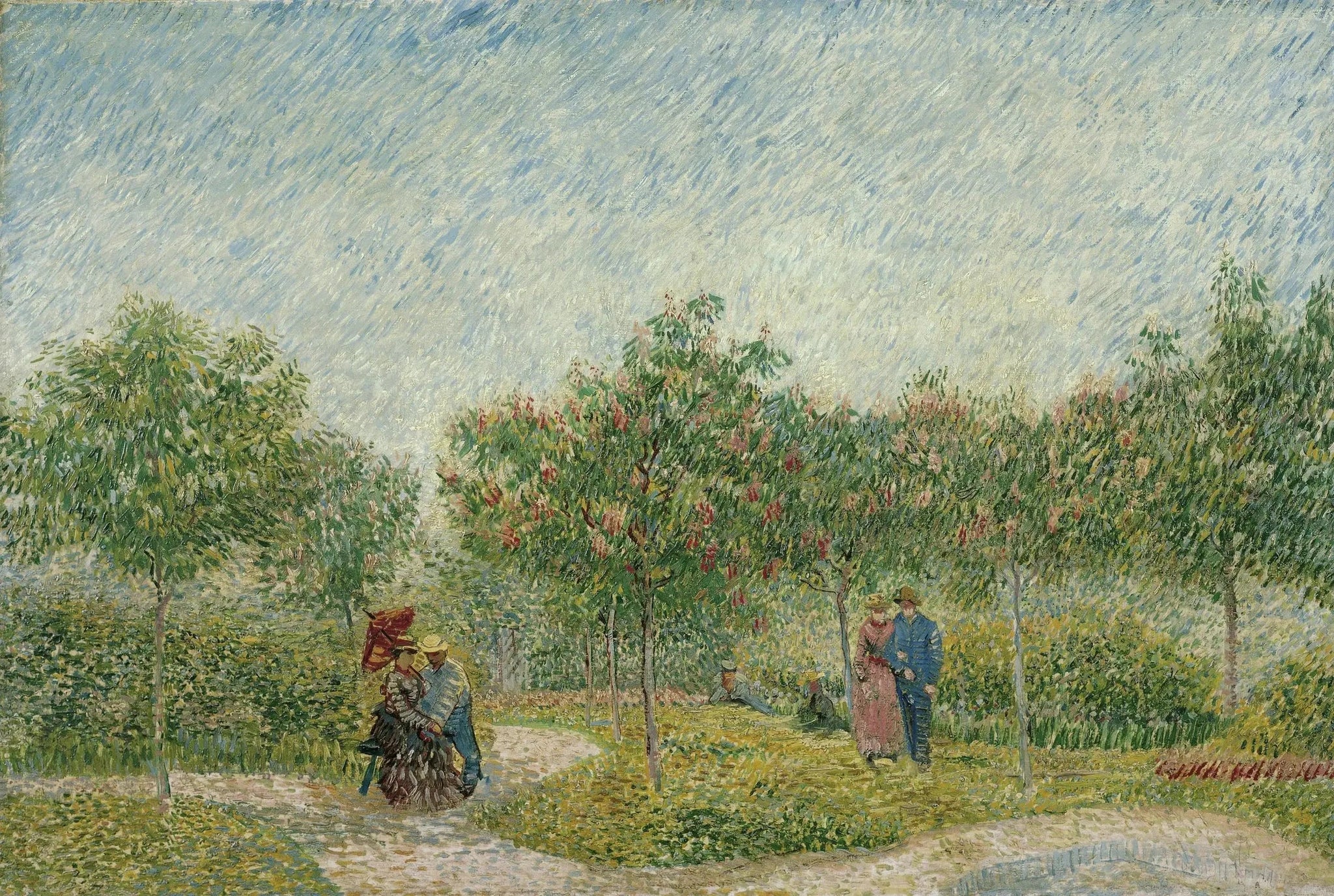 Jardin à Montmartre avec des amoureux - Vincent van Gogh image 1 reproduction d’œuvre d’art à l’huile