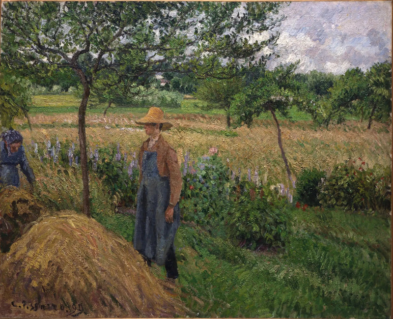 Giardiniere davanti a un mucchio, tempo grigio, Éragny - Camille Pissarro