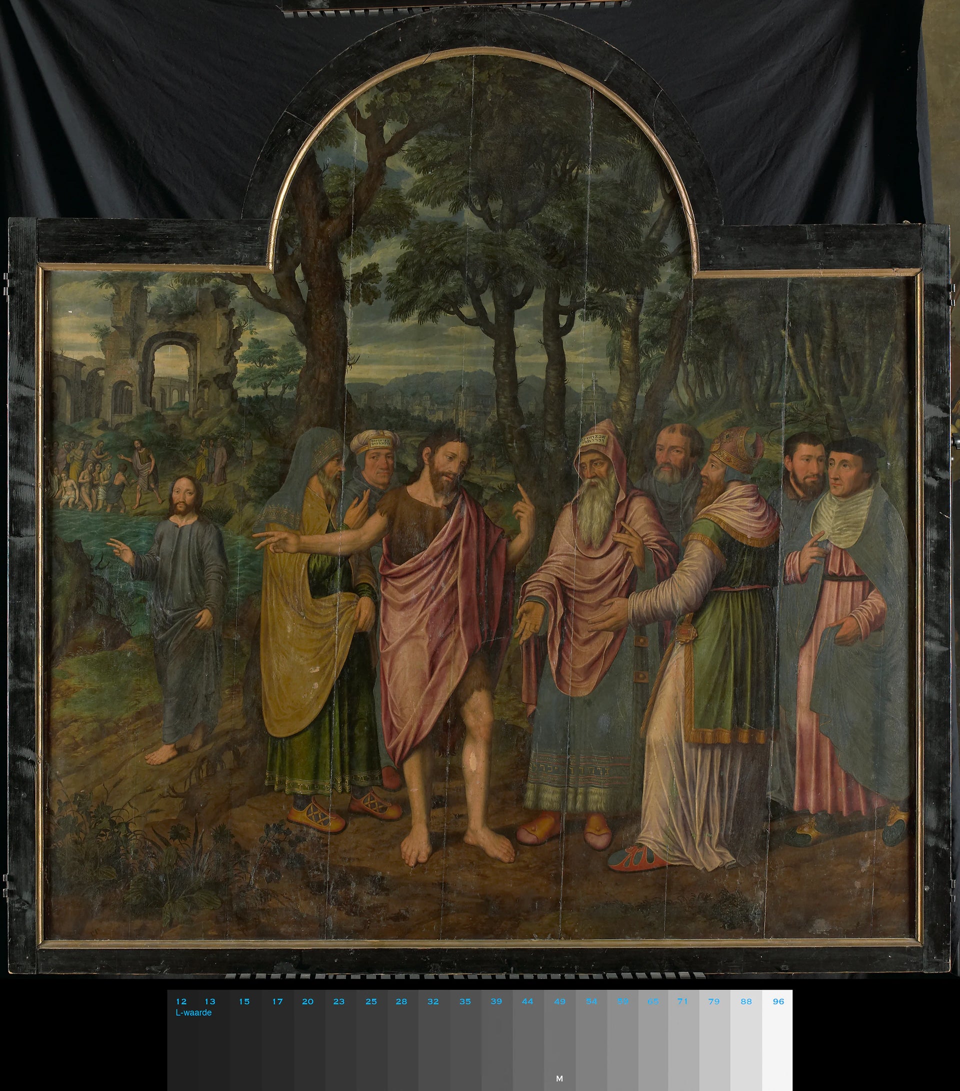 Jean-Baptiste avertissant les pharisiens, panneau central d'un triptyque - Jan van Coninxloo (II)