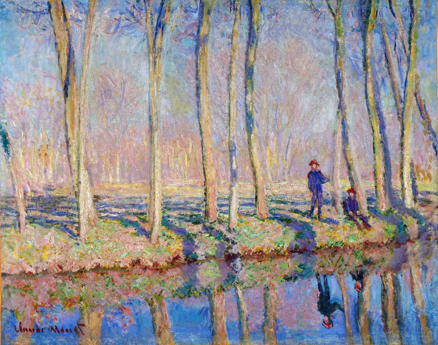 Jean-Pierre Hoschedé e Michel Monet sulle rive dell'Epte W1127 - Claude Monet