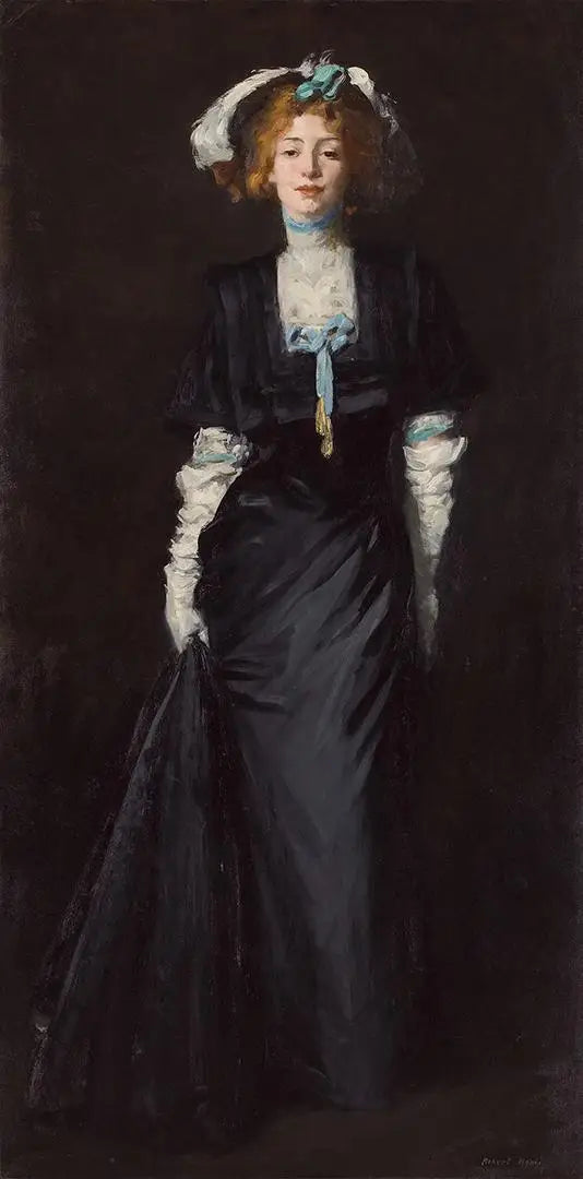 Jessica Penn in nero con piume bianche - Robert Henri