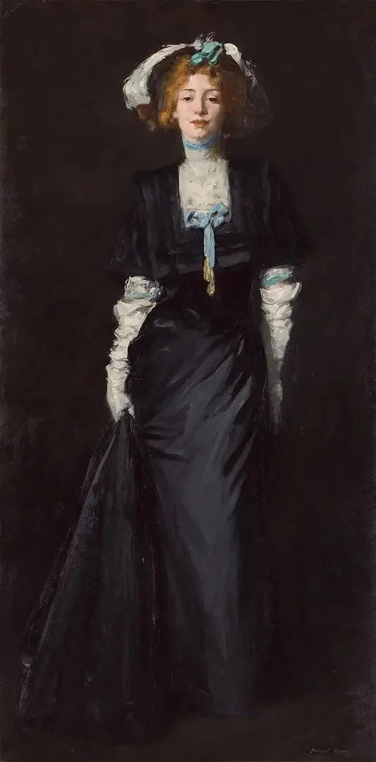 Jessica Penn in nero con piume bianche - Robert Henri