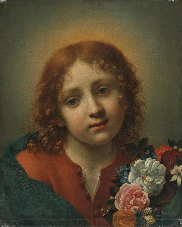 Jesusknabe mit Blumenkranz - Carlo Dolci image 1 copie de tableau peinte à la main