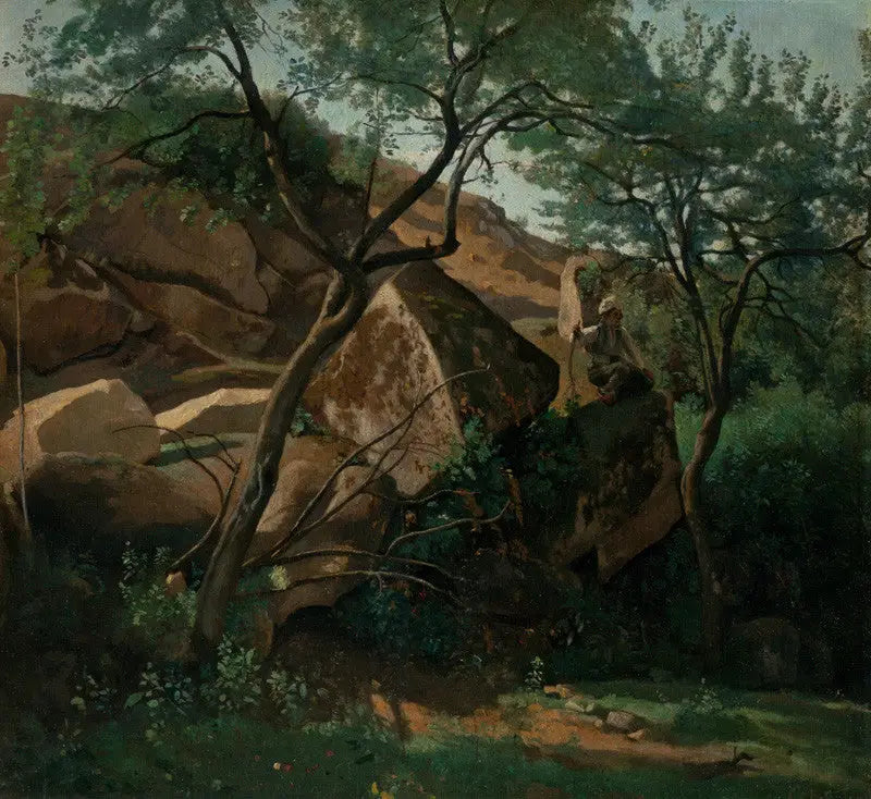 Jeune berger parmi les rochers (Forêt de Fontainebleau) - Jean-Baptiste Camille Corot - Alpha Reproduction
