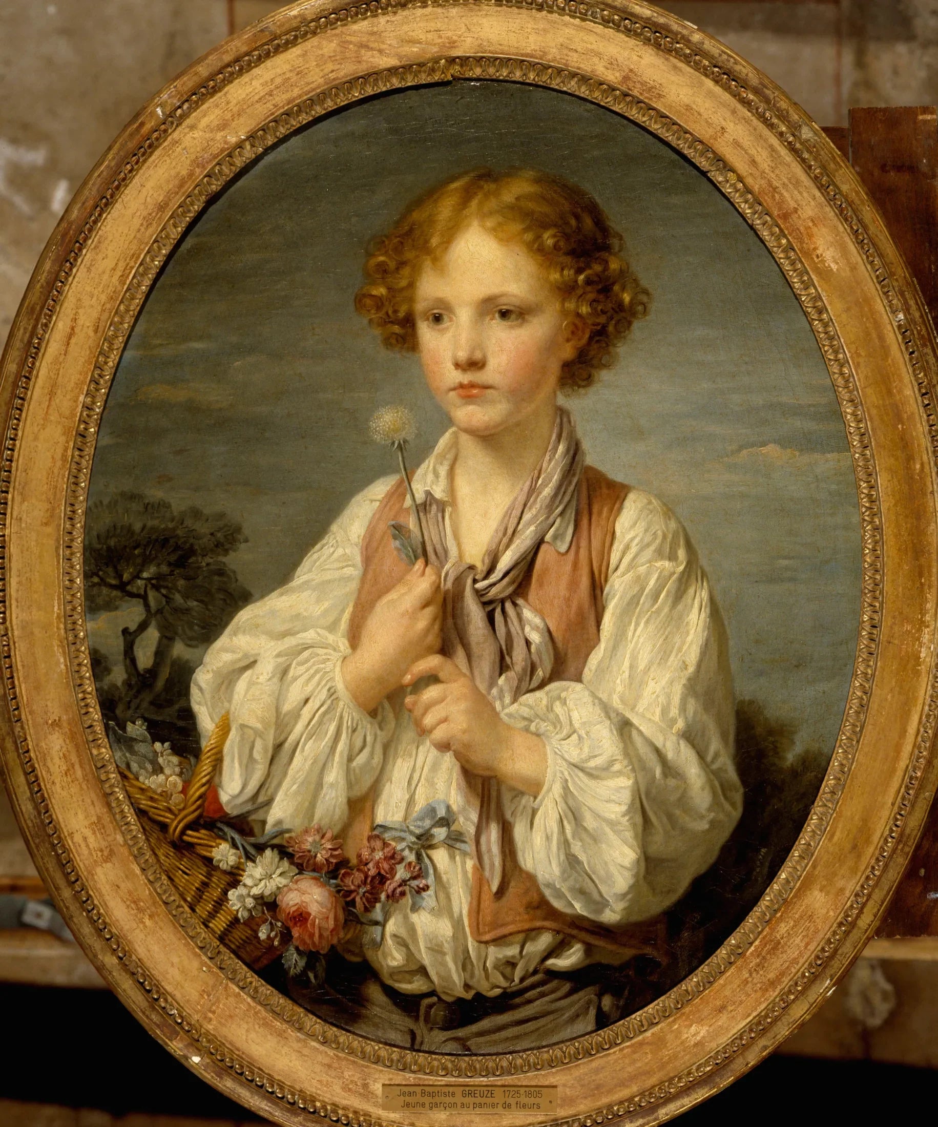 Jeune berger qui tente le sort pour savoir s'il est aimé de sa bergère - Jean-Baptiste Greuze image 1 copie de tableau peinte à la main