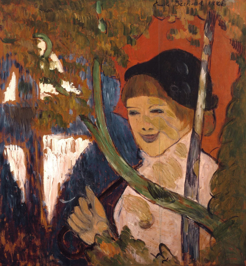 Giovane Bretagna con un ombrello rosso - Émile Bernard