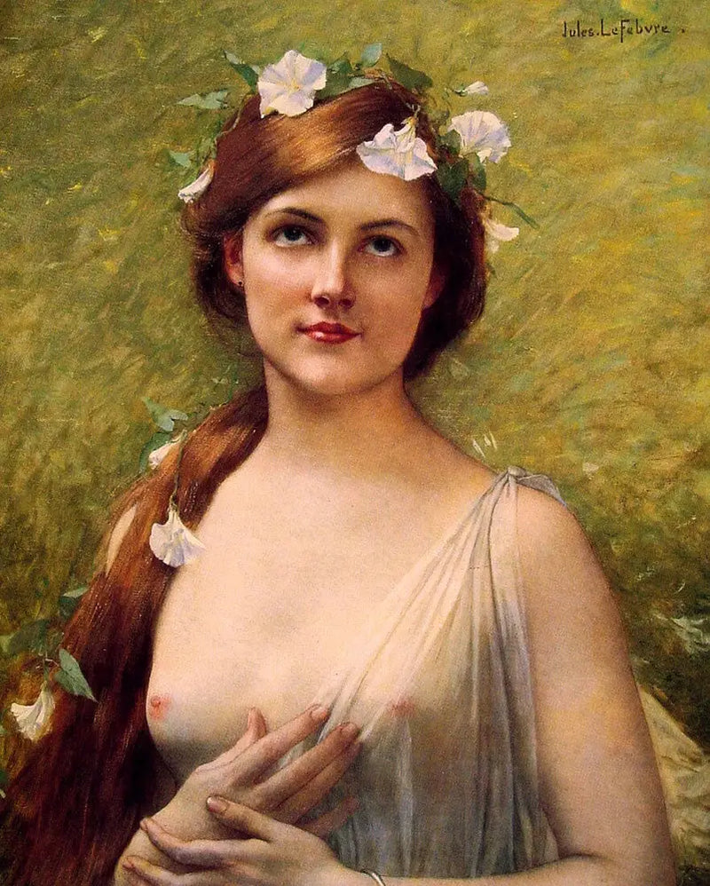 Giovane donna con fiori nei capelli - Jules Lefebvre