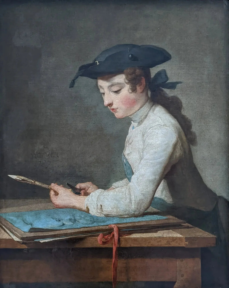 Giovane disegnatore che tempera la sua matita - Jean Siméon Chardin