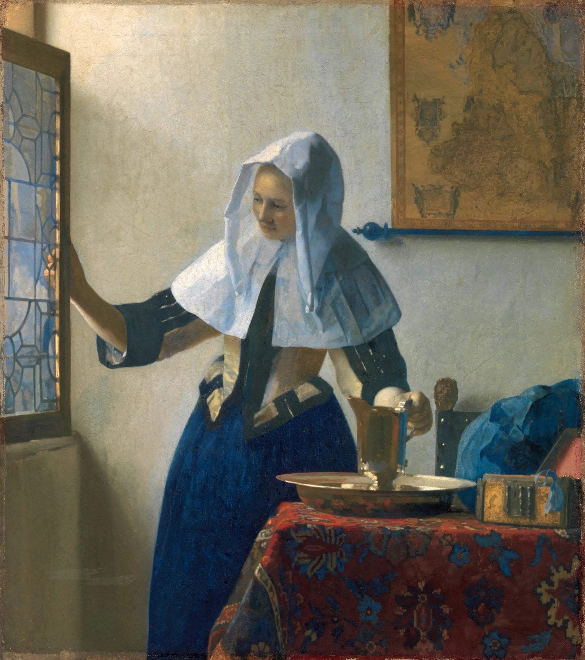 Jeune Femme à l'aiguière - Johannes Vermeer image 1 tableau peint à l’huile sur toile