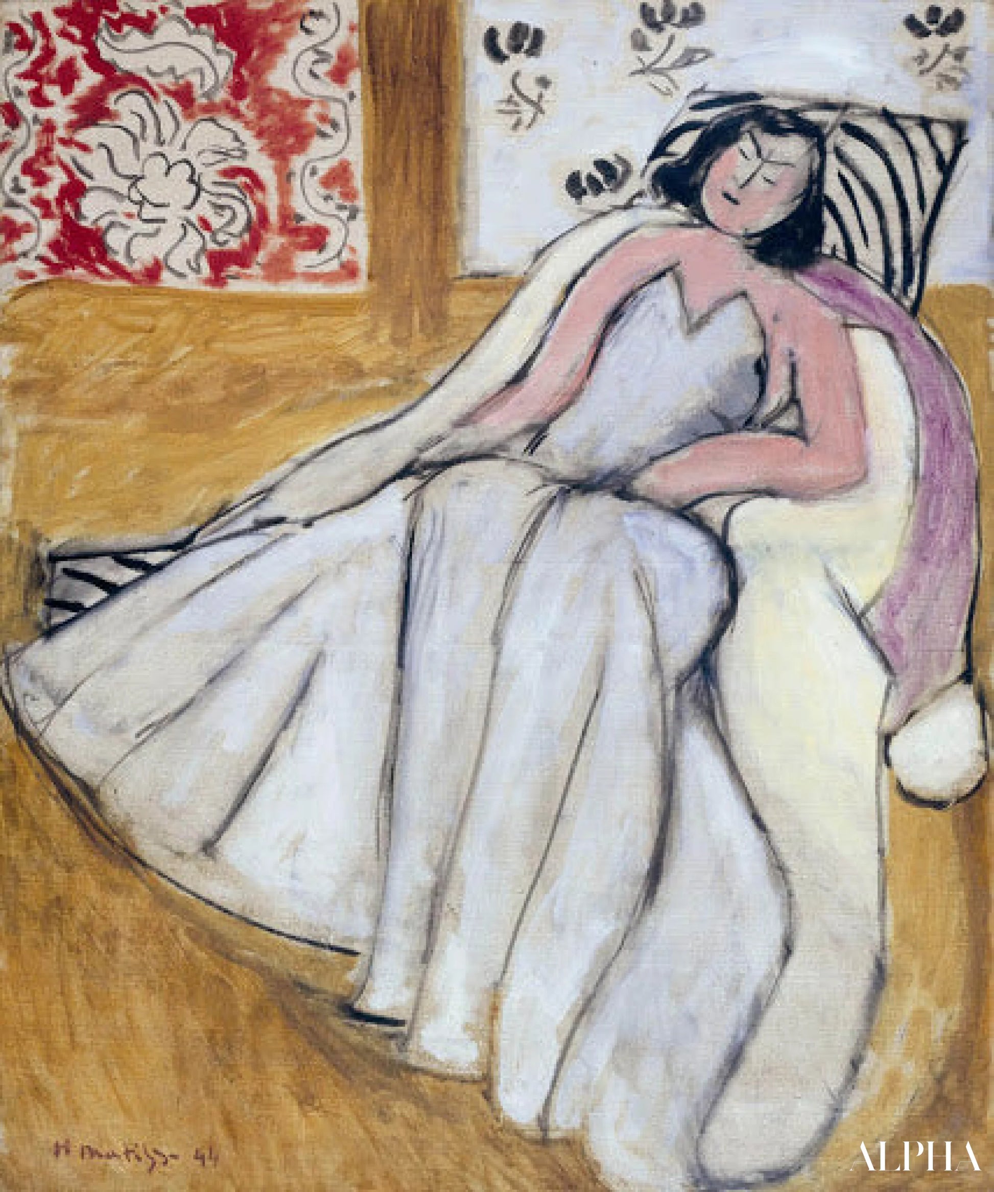 Giovane donna con pelliccia bianca - Matisse - Riproduzioni di quadri e dipinti di alta gamma