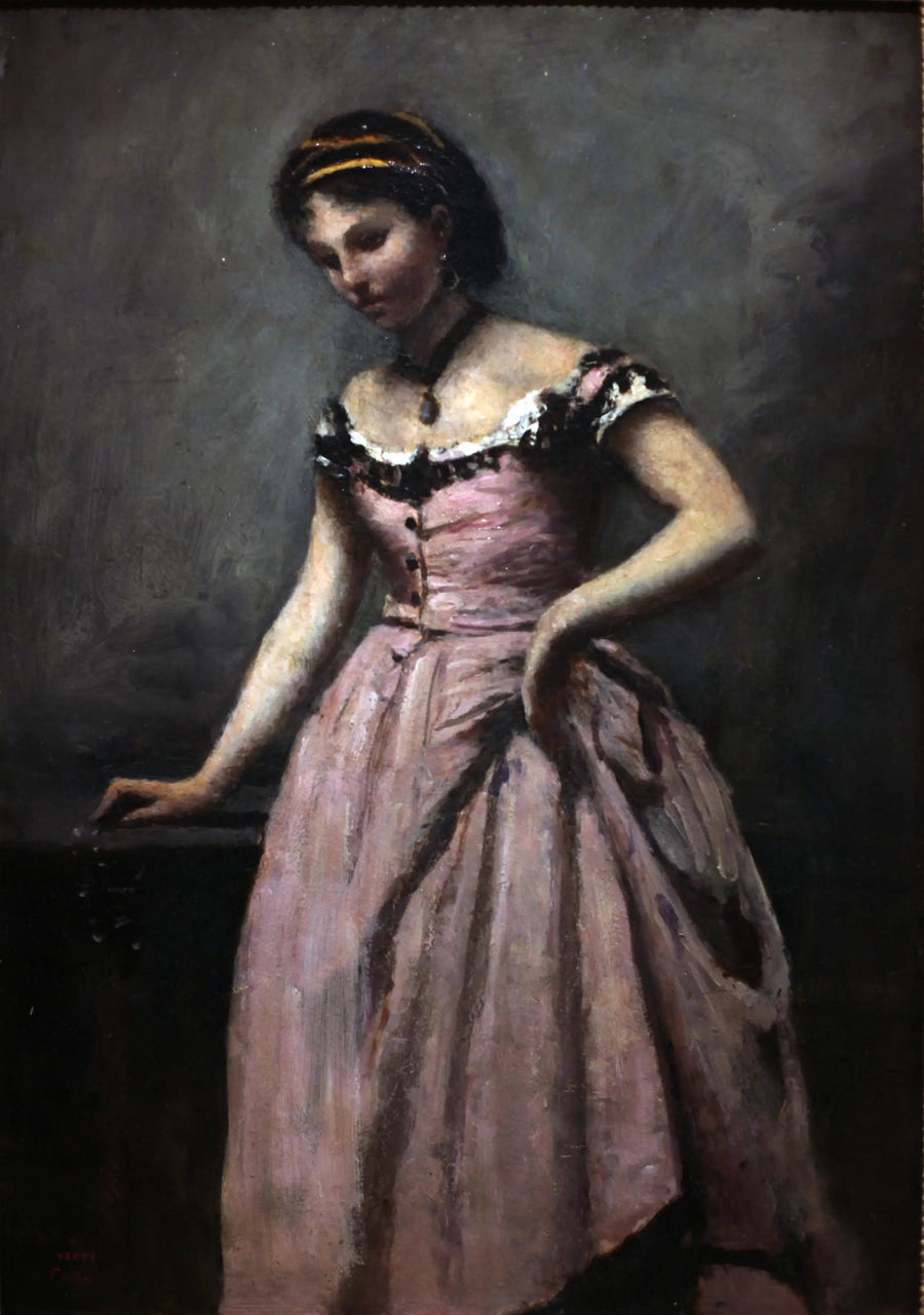 Giovane donna con abito rosa - Jean-Baptiste Camille Corot