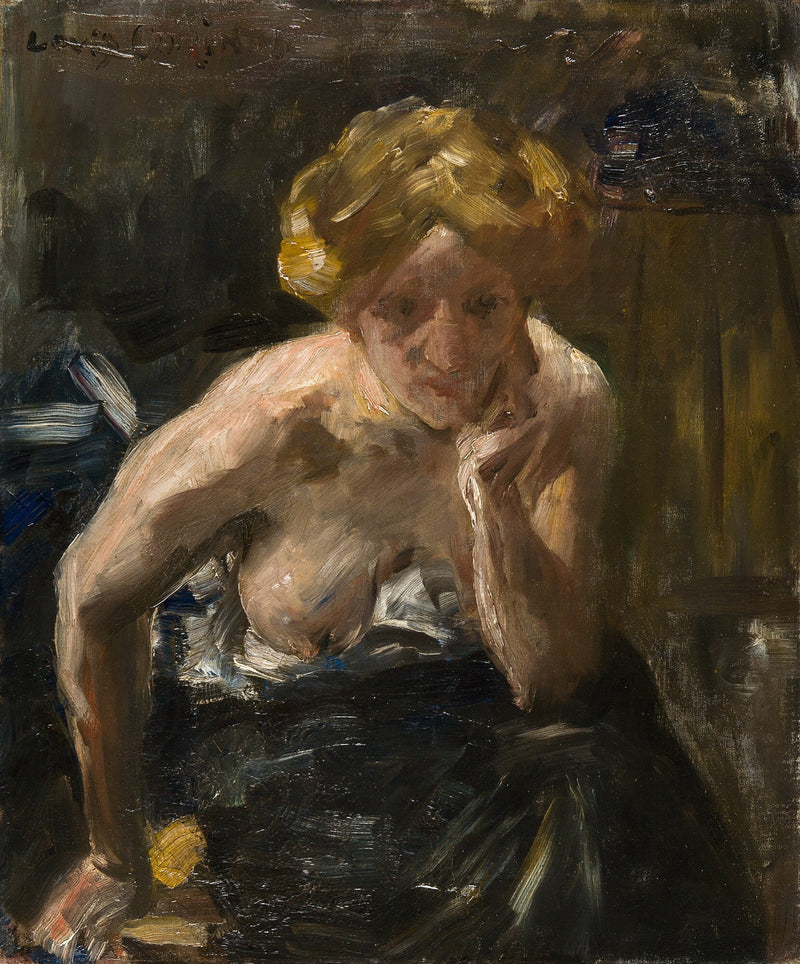 Giovane donna, seminuda, con la testa sostenuta dalla mano sinistra - Lovis Corinth
