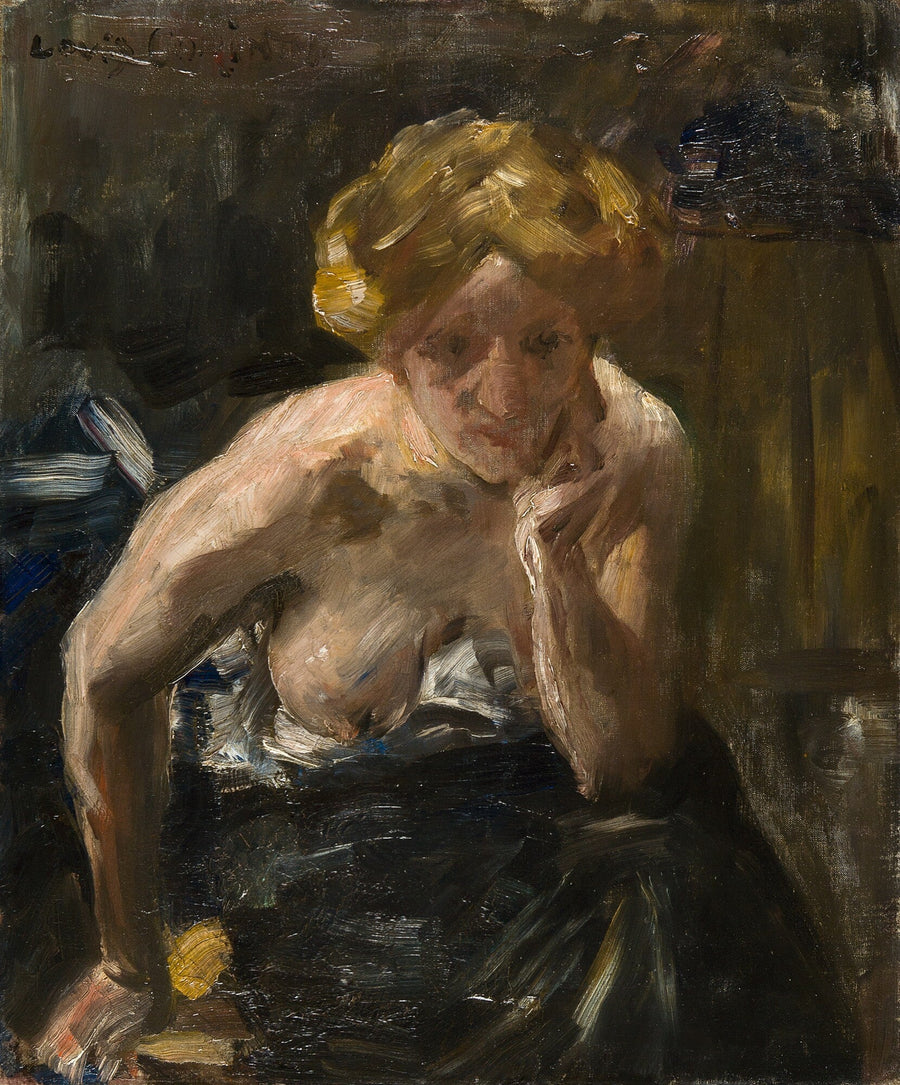 Giovane donna, seminuda, con la testa sostenuta dalla mano sinistra - Lovis Corinth