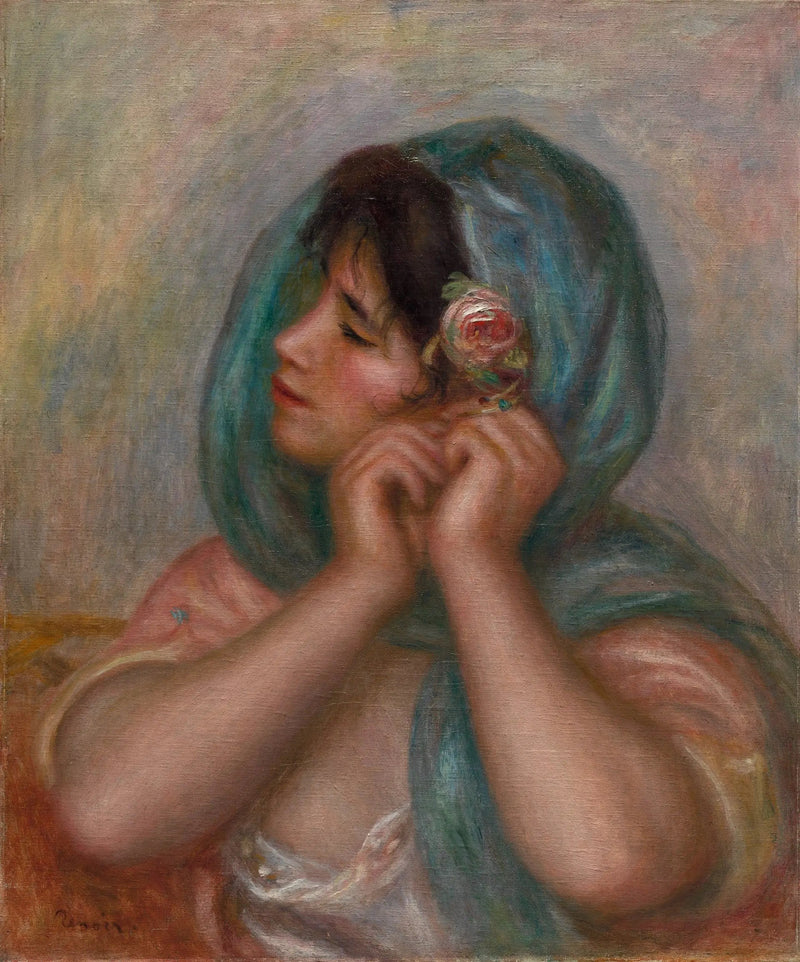 Giovane donna che sistema il suo orecchino - Pierre-Auguste Renoir