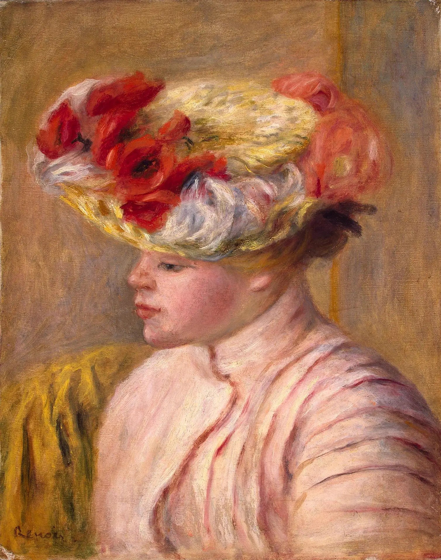 Jeune femme au chapeau fleuri - Pierre-Auguste Renoir image 1 reproduction réalisée par Alpha Reproduction