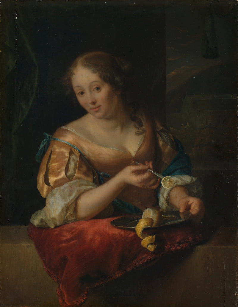 Jeune femme au citron - Godfried Schalken