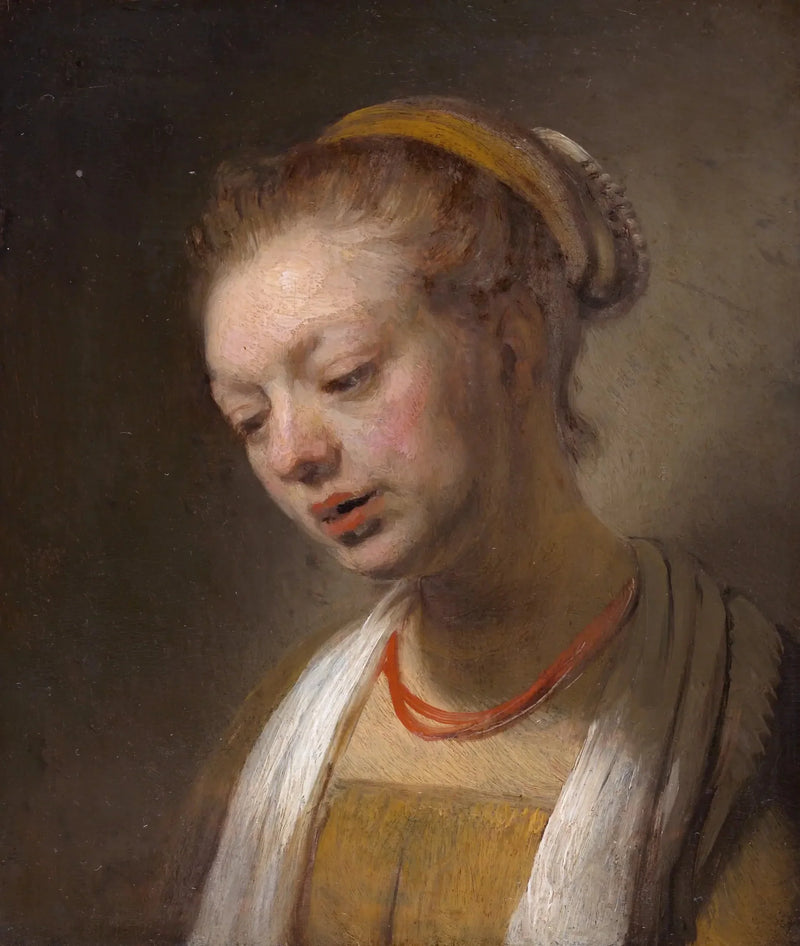 Giovane donna con collana rossa - Rembrandt