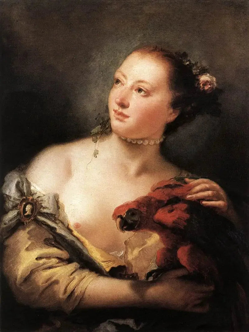 Giovane donna con il pappagallo - Giovanni Battista Tiepolo