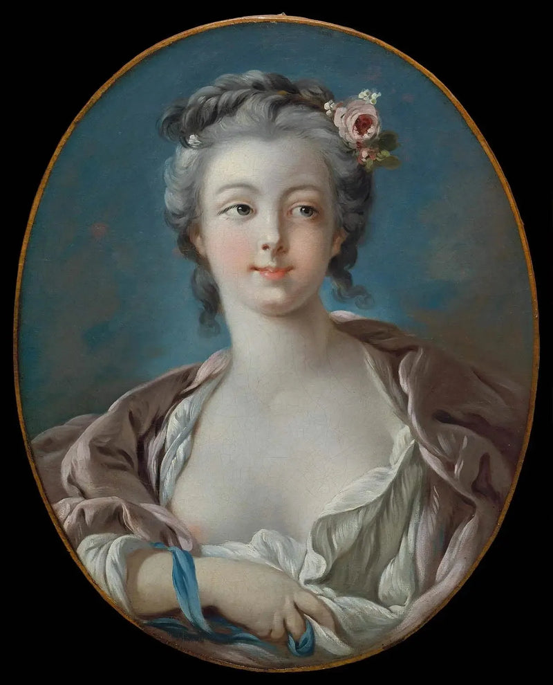 Giovane donna con fiori nei capelli, erroneamente detta Ritratto di Madame Boucher - François Boucher