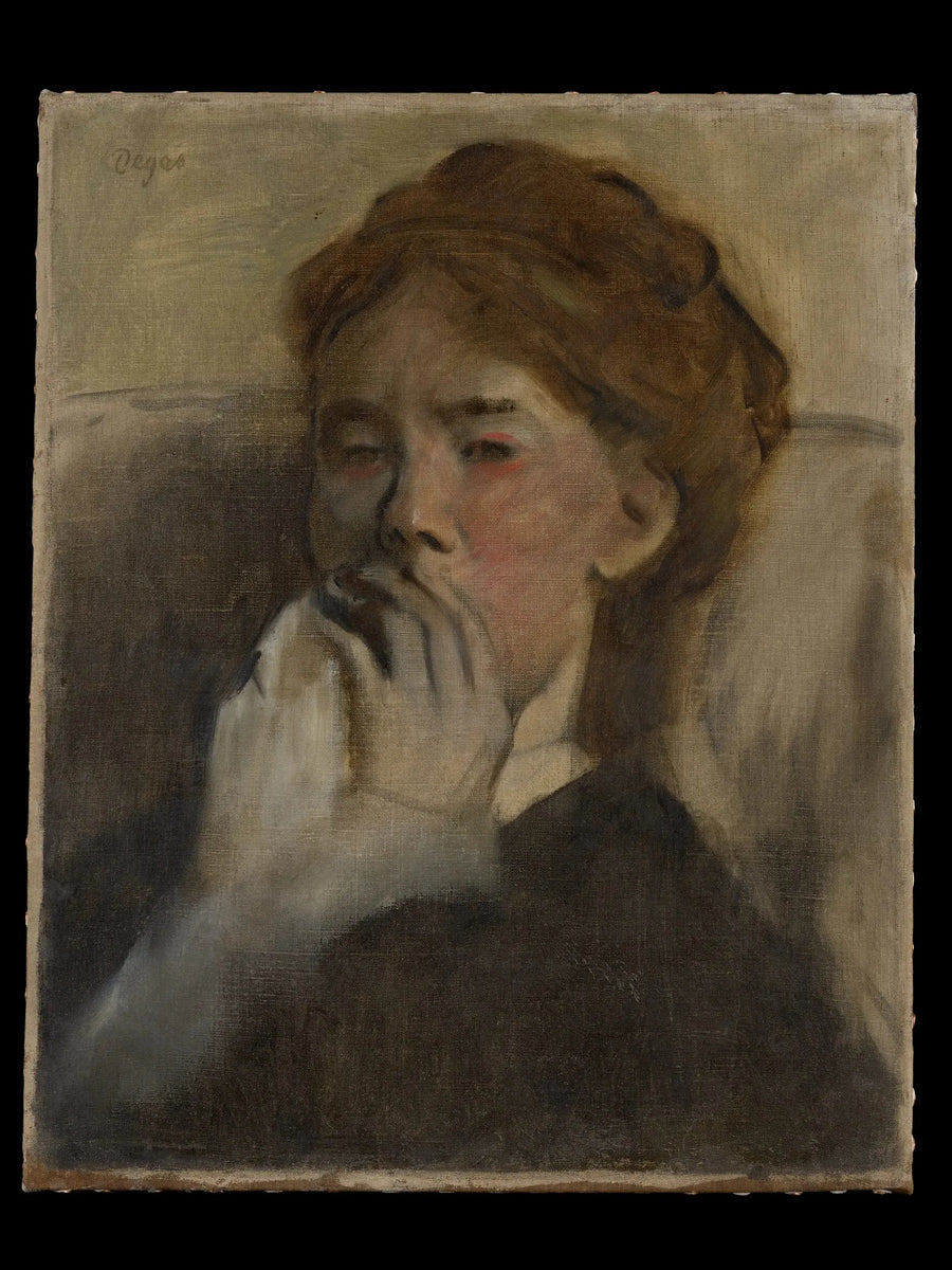 Giovane donna con la mano sulla bocca - Edgar Degas