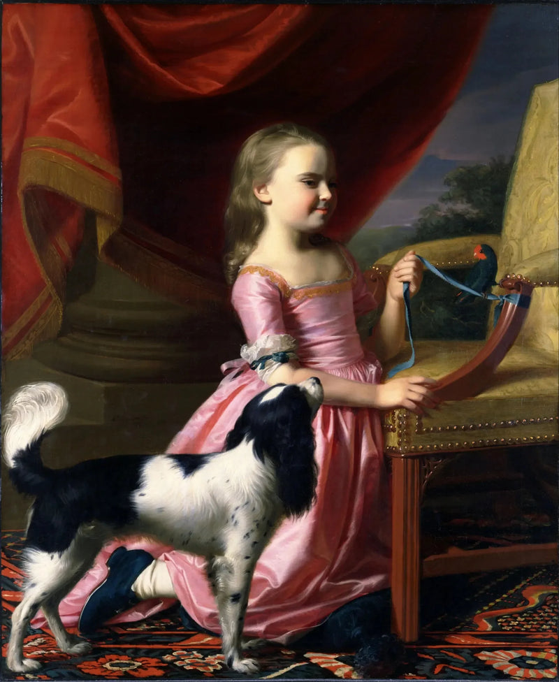 Giovane donna con un uccello e un cane - John Singleton Copley