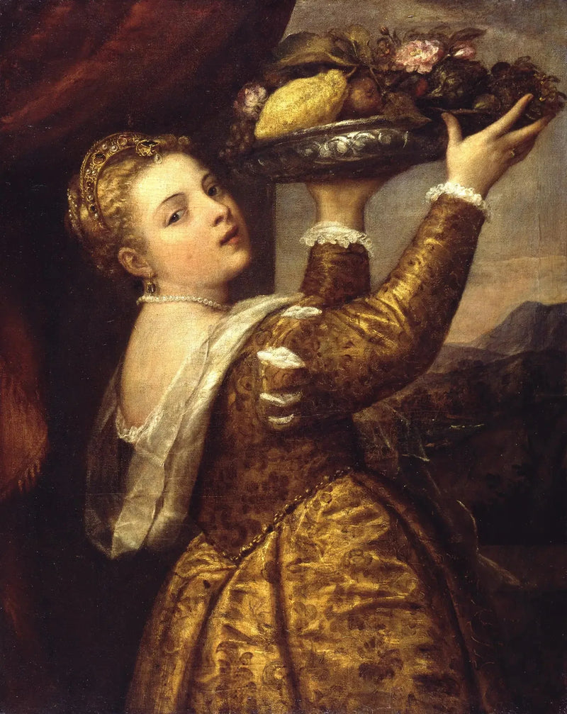 Giovane donna con un vassoio di frutta - Titian