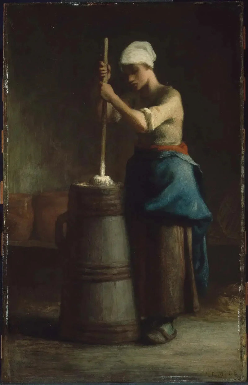 Giovane donna che sbatte il burro - Jean-François Millet
