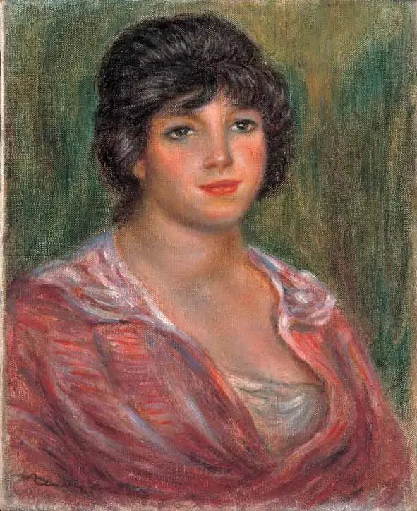 Giovane donna bruna con camicetta rossa (Colonna Romano) - Pierre-Auguste Renoir