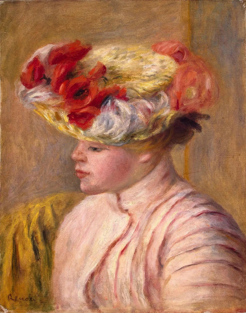 Giovane donna con cappello fiorito - Pierre-Auguste Renoir