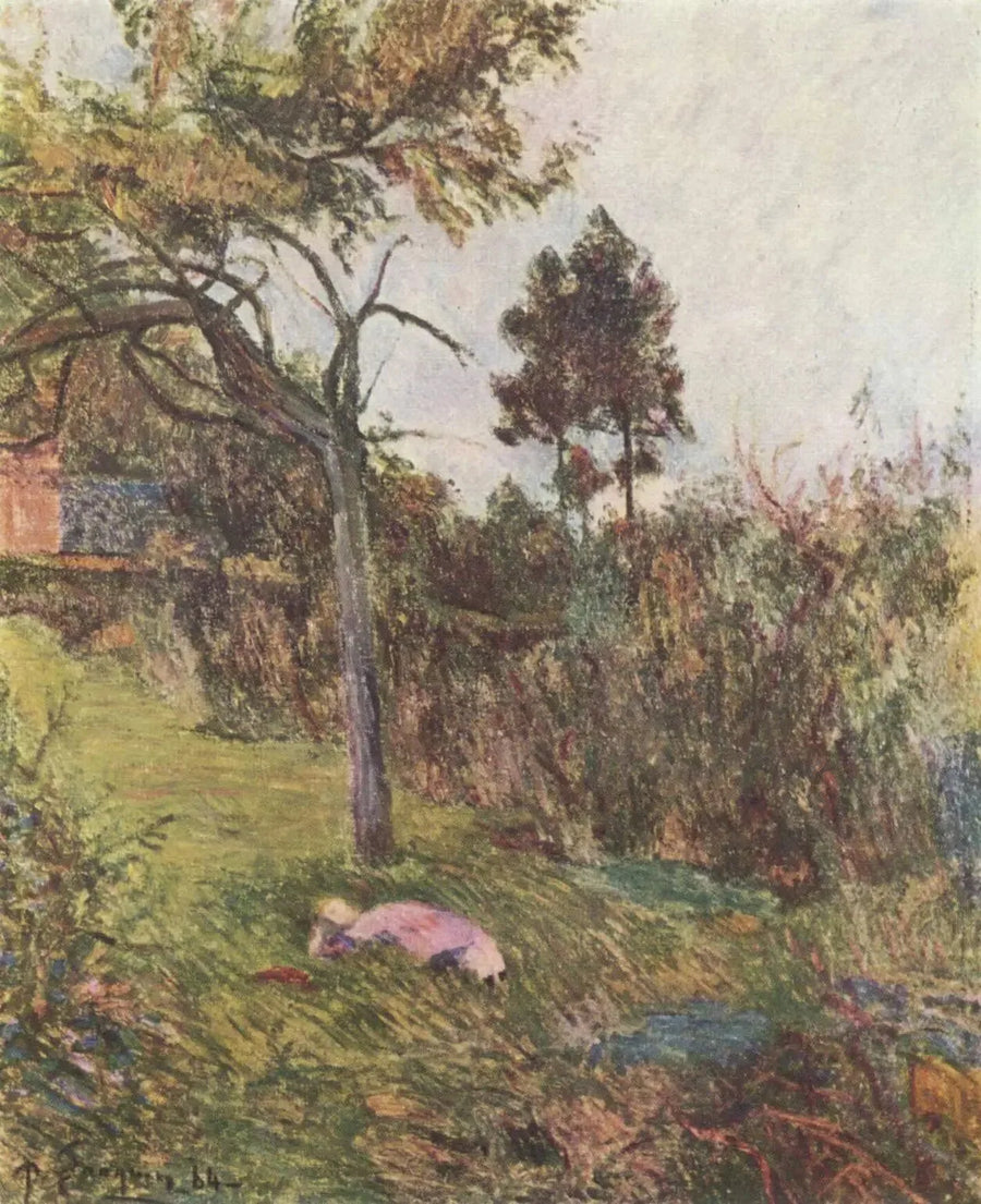 Giovane donna sdraiata nell'erba, o Bambina sdraiata in un prato - Paul Gauguin