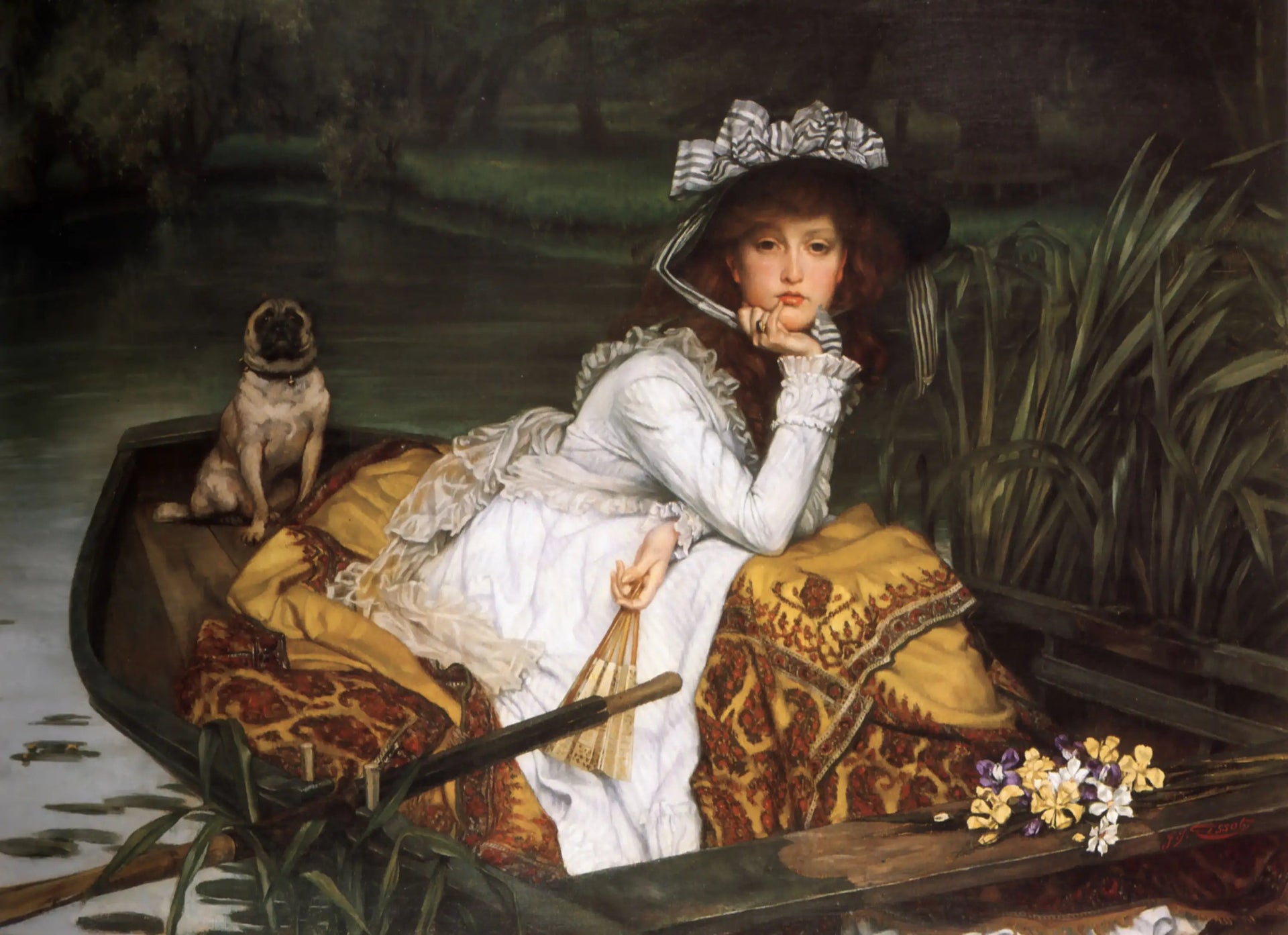 Jeune femme dans un bateau - James Tissot image 1 reproduction de peinture à l’huile