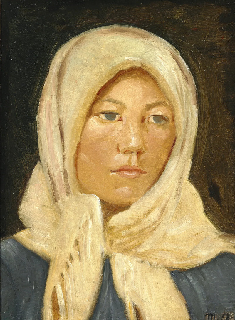 Giovane donna di Skagen, con indosso una sciarpa. - Michael Peter Ancher