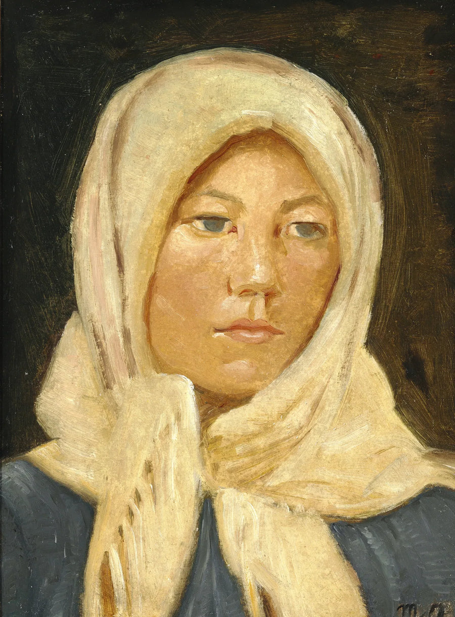 Giovane donna di Skagen, con indosso una sciarpa. - Michael Peter Ancher