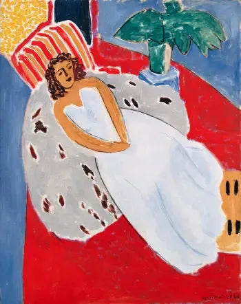 Giovane Donna in bianco, sfondo rosso - Henri Matisse