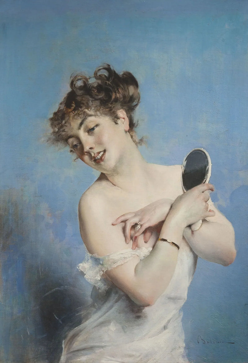 Giovane donna in vestaglia (cura personale) - Giovanni Boldini